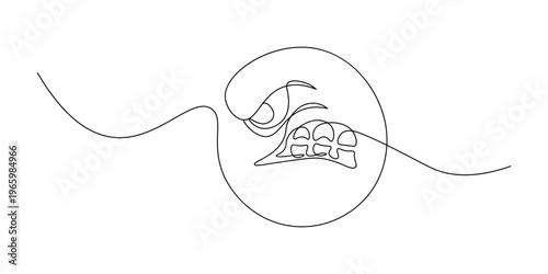 Continuous one line art of a scared emoticon with a dropped jaw and wide eyes, minimalist smiley face expressing shock and surprise, funny cartoon emoji line drawing for April Fools Day celebration