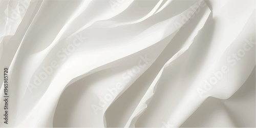 Close-up of smoothly draped, white satin fabric with subtle folds and texture, creating an elegant and soft look.