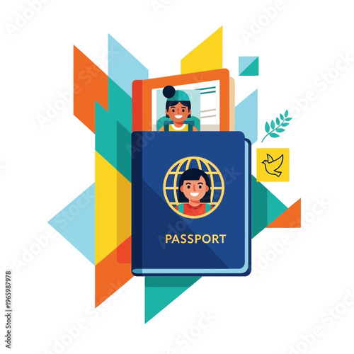 A colorful illustration of a passport.