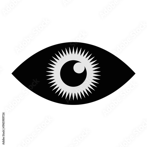 Minimalist vector eye illustration with a stylized pupil and iris design