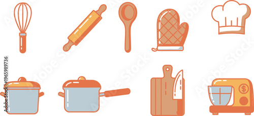 set of kitchen icons vector