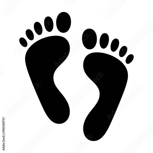 Black silhouette vector of two human footprints