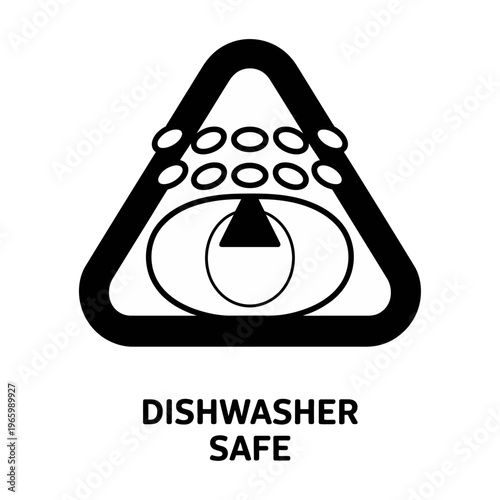 Vector of a dishwasher safe symbol with text below in a triangle design