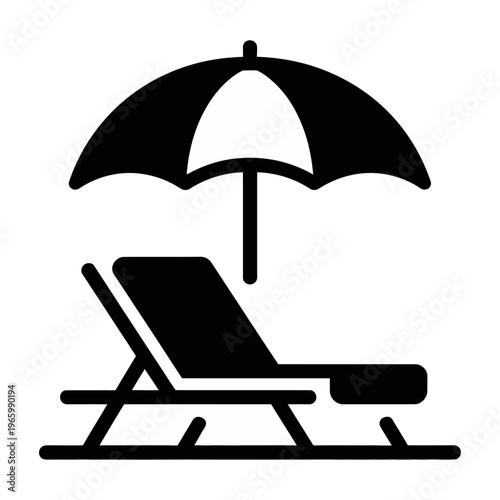 Vector of a beach chair with an umbrella providing shade