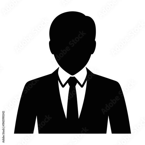 Silhouette vector of a man wearing a suit and tie against a white background