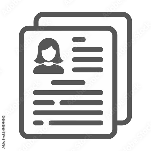 Vector of two stacked documents with a silhouette profile icon displayed prominently
