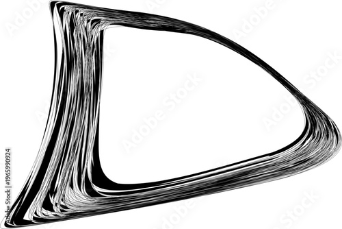 Filled triangle with thick contour lines forming enclosed geometric structure