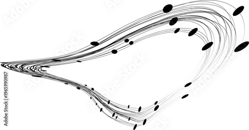 Triangular swoosh with layered contour lines forming curved directional path