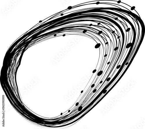 Oval loop with thick layered contour lines forming dense enclosed structure