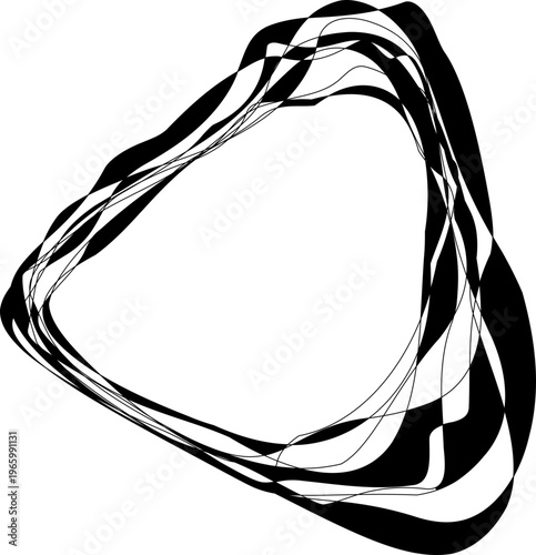 Organic shape with thin contour lines forming continuous enclosed structure