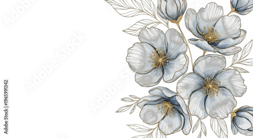 White and black flowers with gold accents on black background white flowers floral arrangement