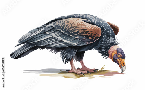 Cute turkey bird with vibrant feathers in playful watercolor detail.