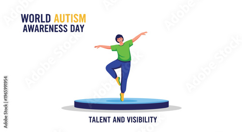 Person balancing on stage for World Autism Awareness Day talent show