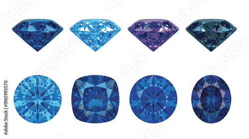 Assorted Blue Gemstones and Diamonds in Multiple Shapes and Cuts