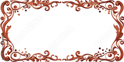 Vintage gold and red floral border design featuring ornate baroque ornaments and vector swirls for a decorative wedding invitation card or elegant art decor element