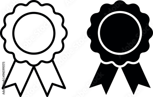 Two contrasting ribbon seals representing approval and disapproval