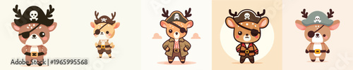 cute deer vector in pirate costume