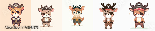 cute deer vector in pirate costume