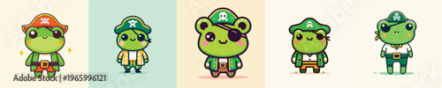cute frog vector in pirate costume
