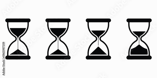 Hourglass icon collection, sand timer symbol, reloading hourglass vector icon, hourglass stopwatch, modern minimal icons representing time passing, loading process