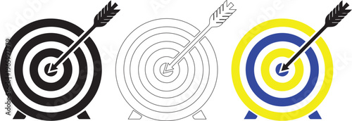 Target icon. Goal symbol collection. Simple target with arrow.  