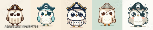 cute owl vector in pirate costume