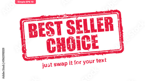 best seller red rubber stamp vector with distressed ink texture and clean frame, built for packaging, shipping labels, office paperwork, certification workflows, and commercial branding use.