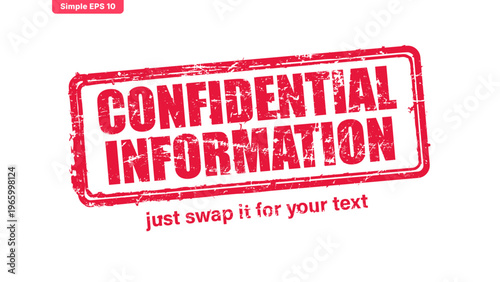 confidential red rubber stamp vector with distressed ink texture and clean frame, built for packaging, shipping labels, office paperwork, certification workflows, and commercial branding use.