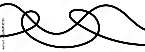 Line cable drawing for squiggle curve long and abstract tangle. Wavy curvy thread for black pattern vector and squiggly wire. Line doodle rope for squiggle divider element and curve.
