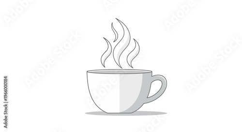Steaming hot coffee cup illustration.