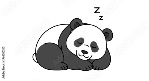 Sleeping panda bear cartoon character.
