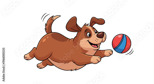 Brown dog playing with ball.