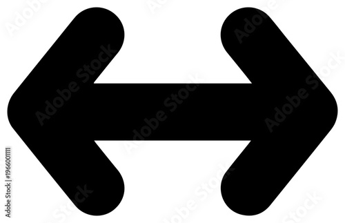Solid black filled icon of backward compatibility symbol arrows pointing left and right on white background