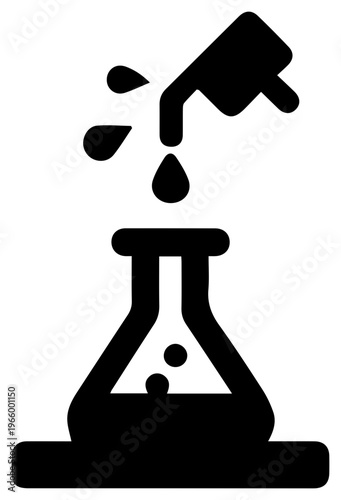 Black icon of a biocide injection system with droplets symbolizing chemical or biological contamination process