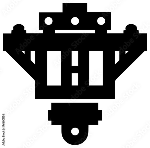 Solid black filled icon of a blowout preventer safety device on a white background industrial graphic resource