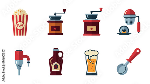 Collection of food and drink icons.