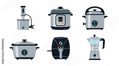 Collection of modern kitchen appliances.