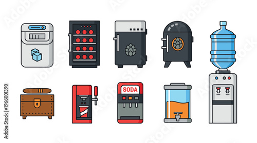 Collection of various household and office appliances icons.