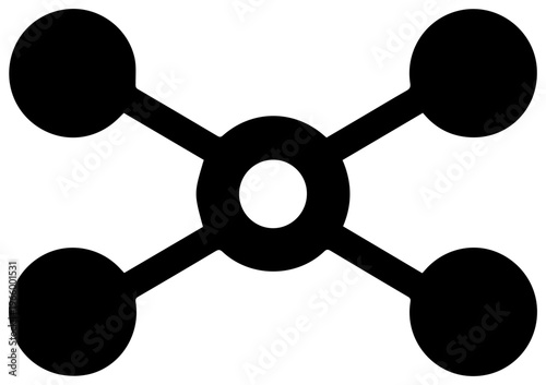 Black filled icon of correlation and connection symbolizing relationship and network on white background