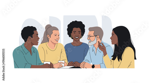 Diverse group of people communicating.