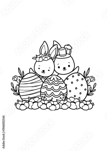 Easter Coloring Page Featuring Capybara, Bunny and Gnome – Fun Spring Activity for Children