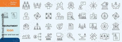 Recruitment icon set. Editable line icons. Vector illustration