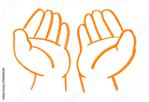Two Hand Holding Out Crayon Chalk Drawing Vector