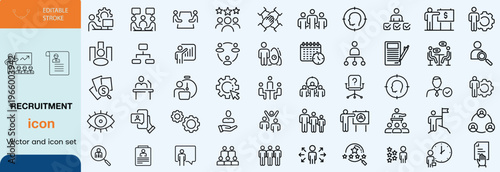 Recruitment icon set. Editable line icons. Vector illustration
