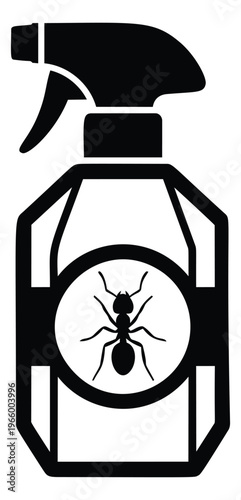 Silhouette illustration of ant spray bottle depicting pest control insecticide for extermination and home design
