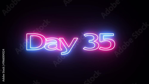 Day To Go 35  glowing neon Animation Videos. Neon “3 Days Left” Countdown.