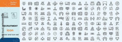 Recruitment icon set. Editable line icons. Vector illustration