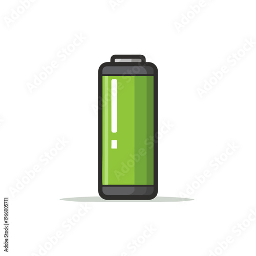 Battery Full Green Energy Indicator. Power Source Rechargeable Element.  Battery Level Display, Icon Design, Portable Power, Energy Storage, Renewable Solution, Eco Friendly Tech Concept. Vector Art