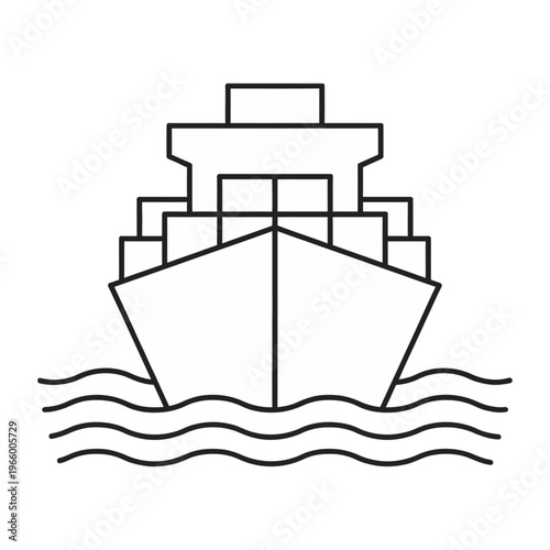Canvastavla Large vector of a cruise ship sailing towards the viewer in a minimalistic style