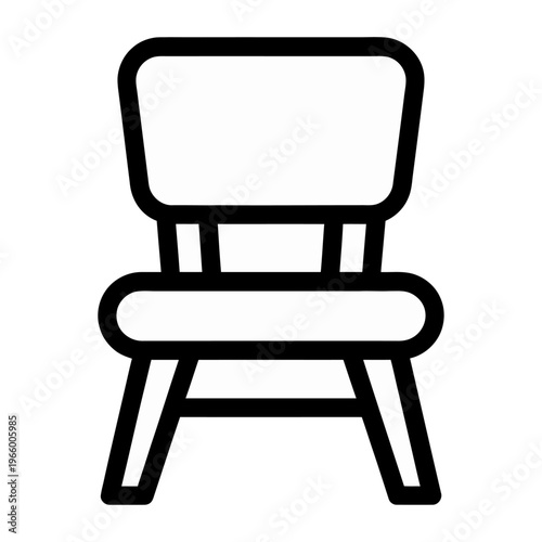 Canvas Print Modern minimalistic vector of a chair with a rounded backrest and four angled le